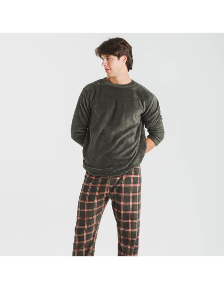 Pijama coral hombre Cuadro Nelby verde caceria