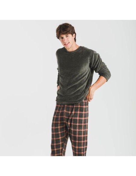 Pijama coral hombre Cuadro Nelby verde caceria