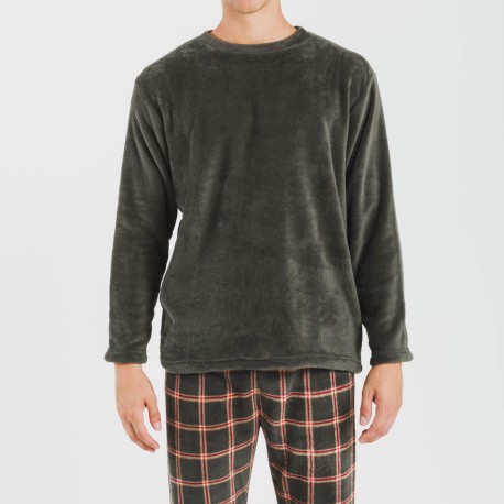 Pijama coral hombre Cuadro Nelby verde caceria