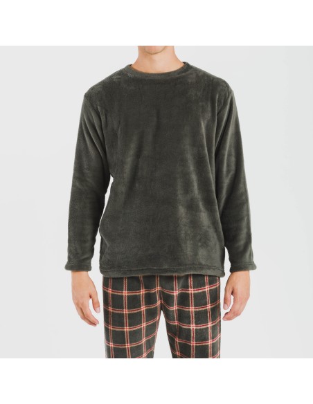 Pijama coral hombre Cuadro Nelby verde caceria