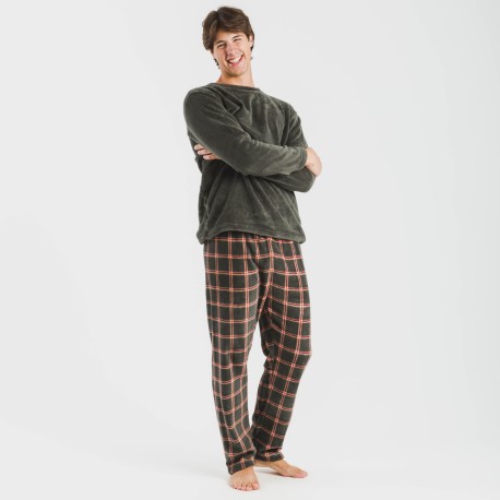 Pijama coral hombre Cuadro Nelby verde caceria