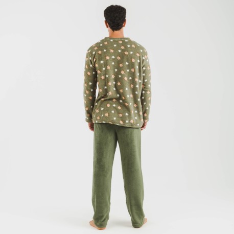 Pijama coral hombre Tatini verde caceria
