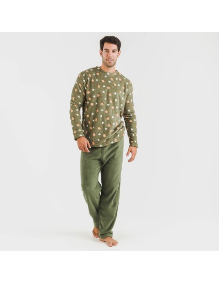 Pijama coral hombre Tatini verde caceria