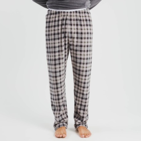 Pijama coral hombre Cuadro Javier gris