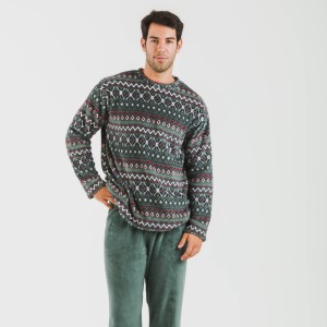 Pijama coral hombre Pegisu verde frances