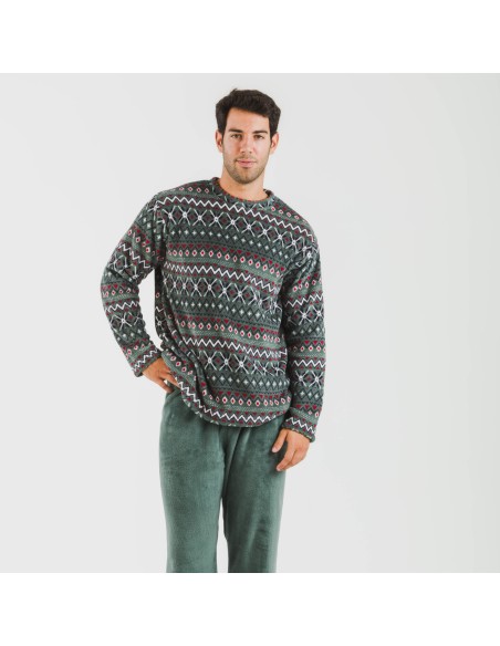 Pijama coral hombre Pegisu verde frances