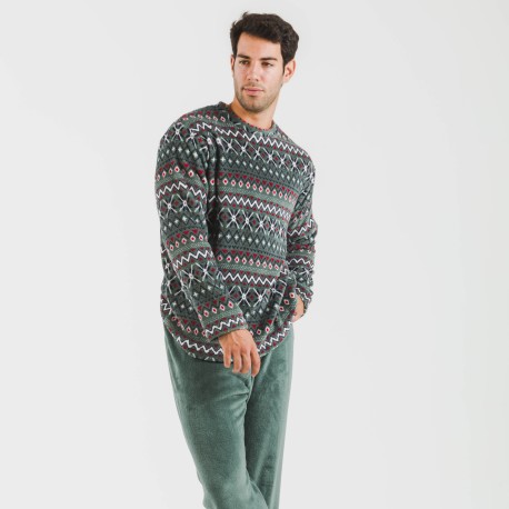 Pijama coral hombre Pegisu verde frances