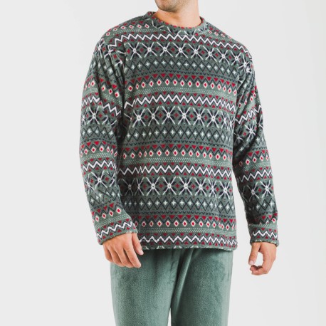 Pijama coral hombre Pegisu verde frances