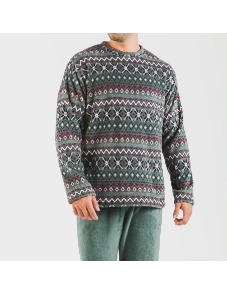 Pijama coral hombre Pegisu verde frances