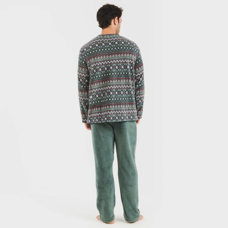 Pijama coral hombre Pegisu verde frances