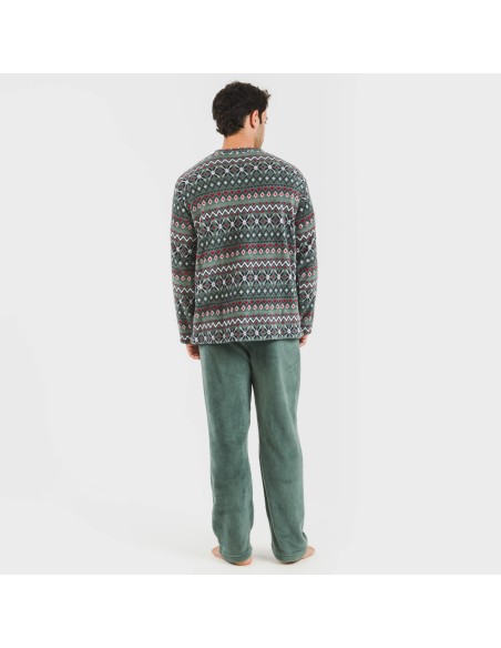 Pijama coral hombre Pegisu verde frances