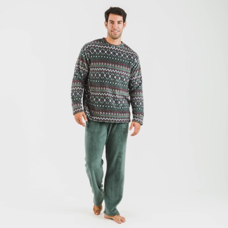 Pijama coral hombre Pegisu verde frances