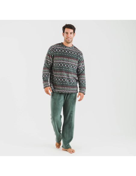 Pijama coral hombre Pegisu verde frances