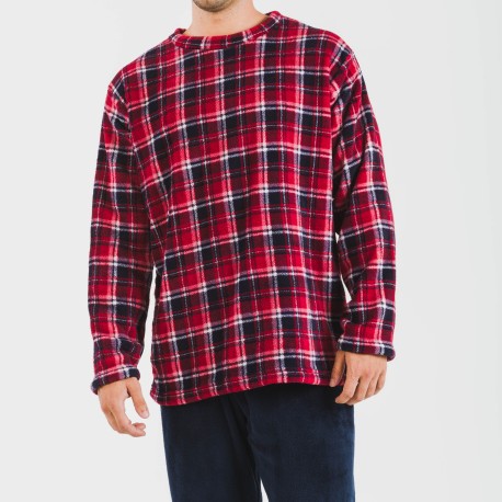 Pijama coral hombre Cuadro Cocoro azul marino