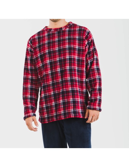 Pijama coral hombre Cuadro Cocoro azul marino