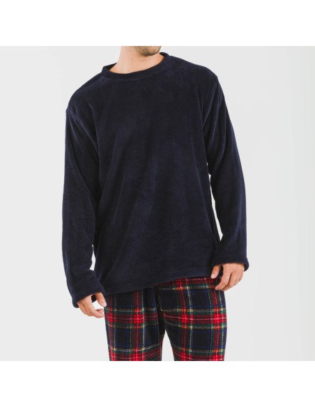 Pijama coral hombre Cuadro Jairo azul marino