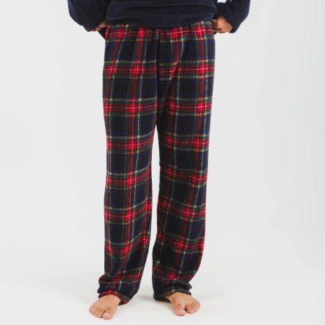 Pijama coral hombre Cuadro Jairo azul marino