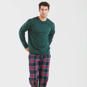 Pijama hombre franela Cuadro Jairo verde