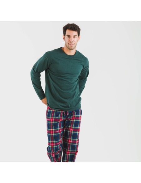 Pijama hombre franela Cuadro Jairo verde