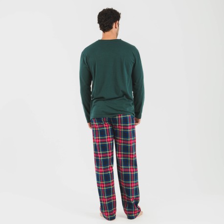 Pijama hombre franela Cuadro Jairo verde