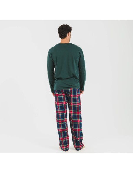 Pijama hombre franela Cuadro Jairo verde