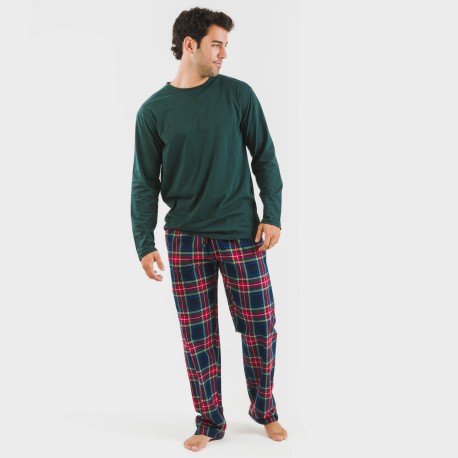 Pijama hombre franela Cuadro Jairo verde