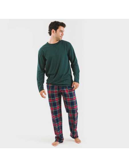 Pijama hombre franela Cuadro Jairo verde