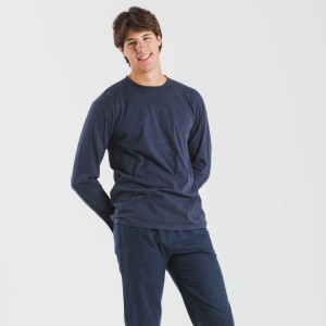 Pijama hombre franela Polo azul marino