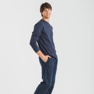Pijama hombre franela Polo azul marino 2