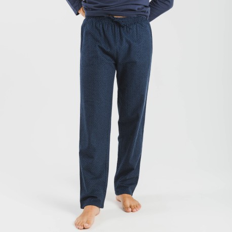 Pijama hombre franela Polo azul marino
