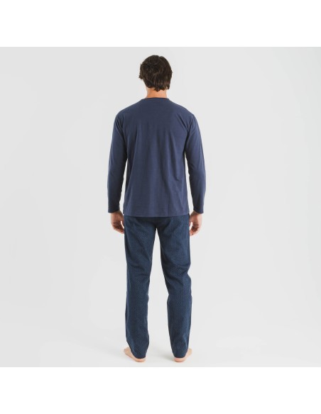 Pijama hombre franela Polo azul marino