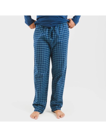 Pijama hombre franela Cuadro Edesia azul