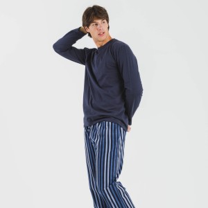 Pijama hombre franela Raya Vinicius azul 2