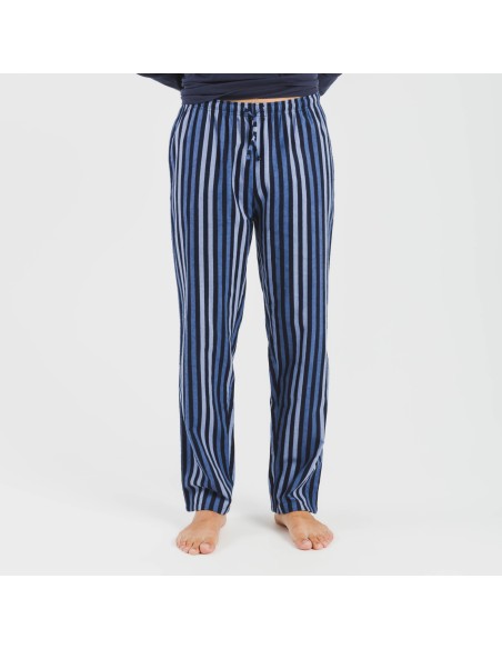 Pijama hombre franela Raya Vinicius azul
