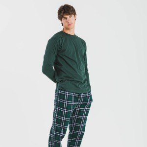 Pijama hombre franela Cuadro Guelo verde 2