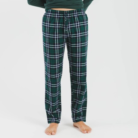 Pijama hombre franela Cuadro Guelo verde