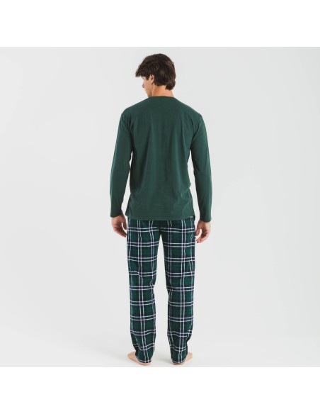 Pijama hombre franela Cuadro Guelo verde