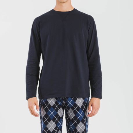 Pijama hombre franela Roldan azul marino