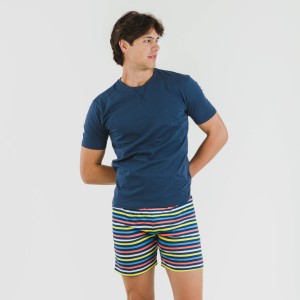 Pijama corto algodón hombre Flax azul