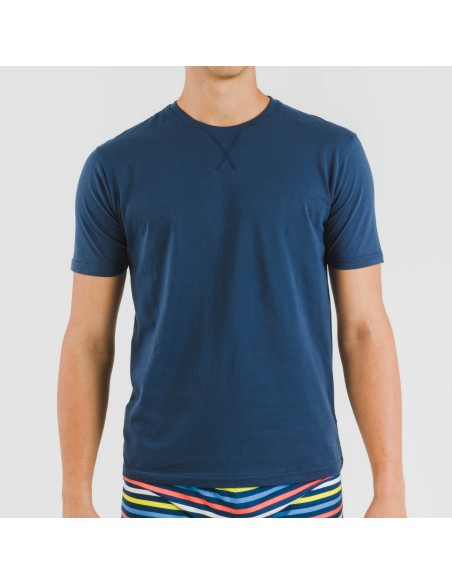 Pijama corto algodón hombre Flax azul