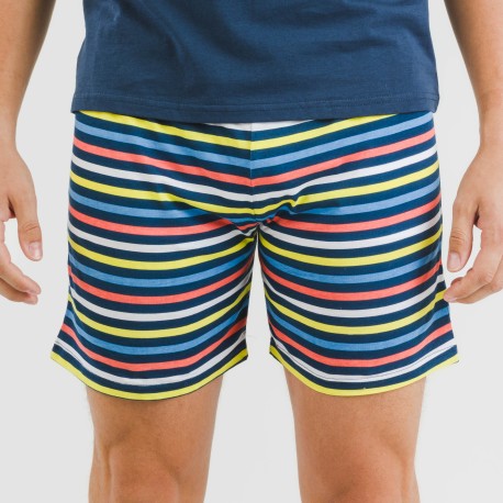 Pijama corto algodón hombre Flax azul