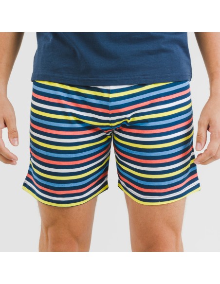 Pijama corto algodón hombre Flax azul