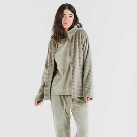 Sudadera terciopelo Raya lisa