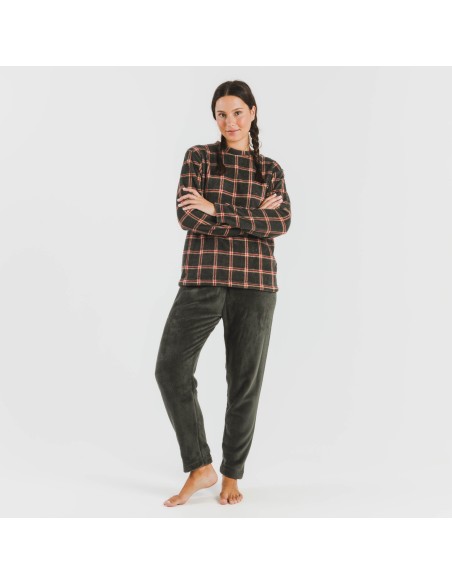 Pijama coral Cuadro Nelby verde caceria