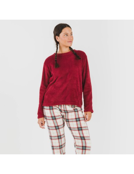 Pijama coral Cuadro Fiorile burdeos