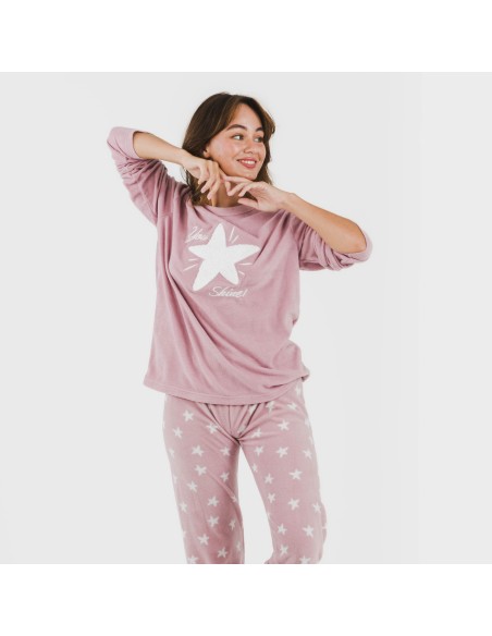 Pijama polar Iconic malva rosa