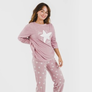 Pijama polar Iconic malva rosa 2