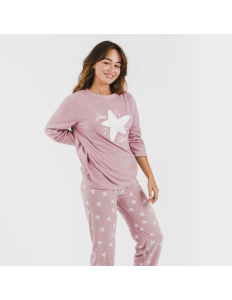 Pijama polar Iconic malva rosa