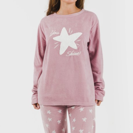 Pijama polar Iconic malva rosa