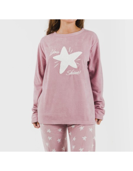 Pijama polar Iconic malva rosa